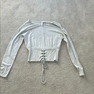 Women's Gray Lace-Up Top